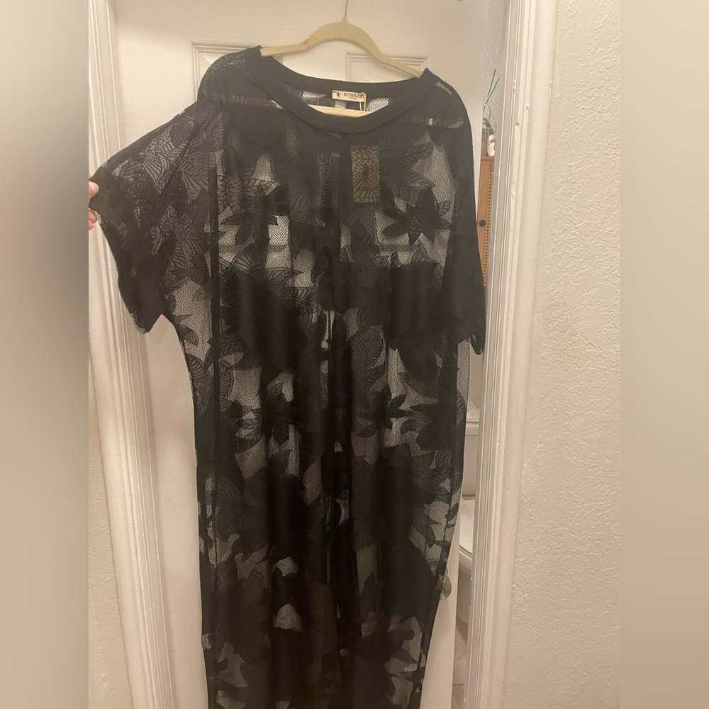 Elegant Black Sheer Swim Coverup